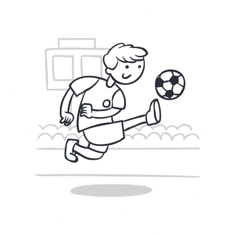 Páginas fáciles para colorear de un jugador de fútbol tirando a puerta