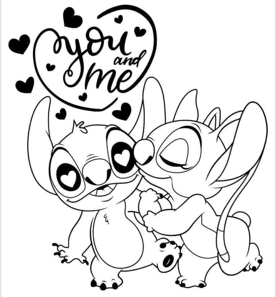 Colorear a Stitch Enamorado